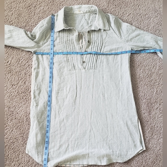 Mystree L breezy cotton tunic interesting contrasted stripes button tab sleeves - Picture 10 of 10